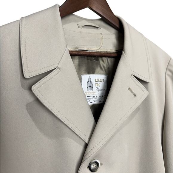 Men’s Vintage Khaki London Fog Trench Coat - Size 40 Regular - Picture 3 of 10